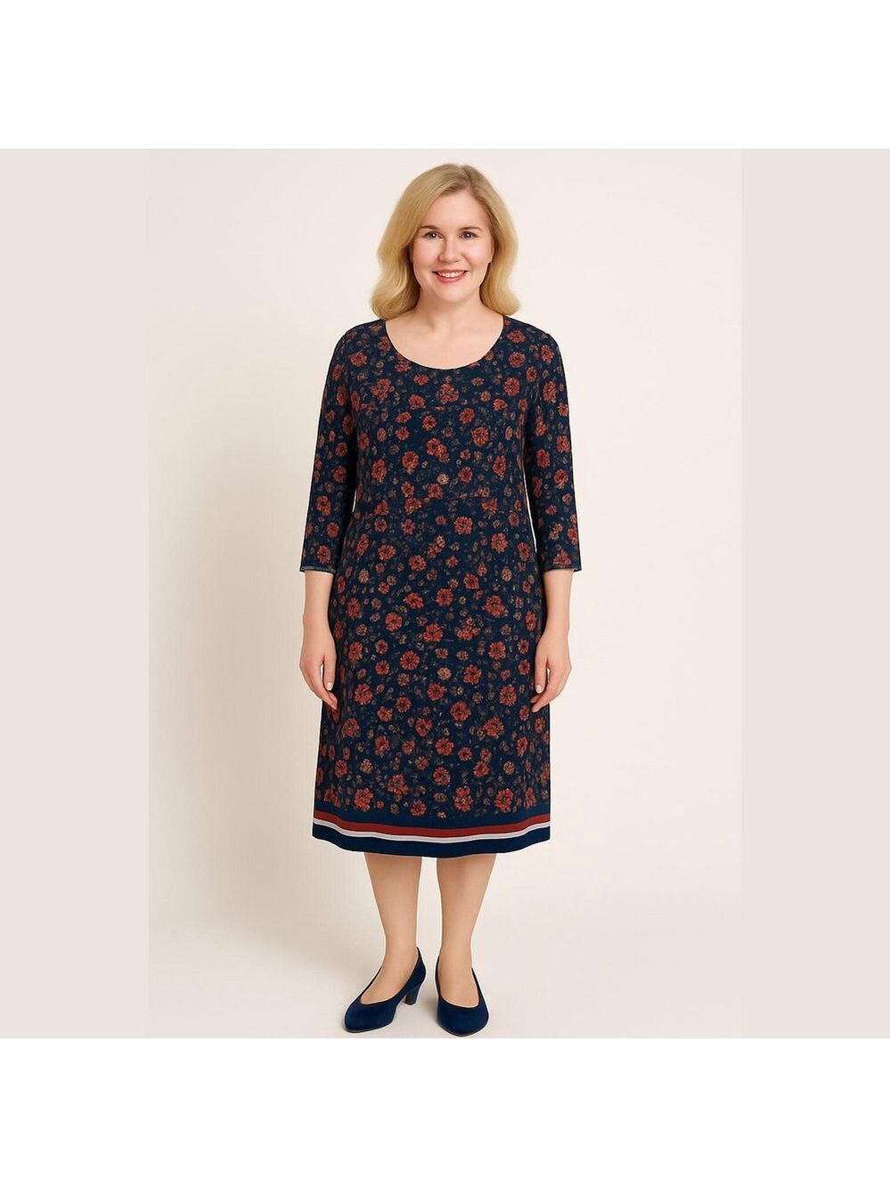 Harlow & Rose Floral Navy Shift Dress Sz 2X